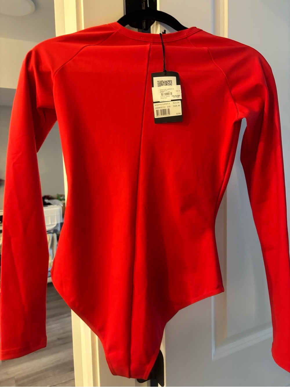 Zadig & Voltaire Red Long-Sleeve Zip-Front One-Piece Swimsuit - Picture 4 of 5